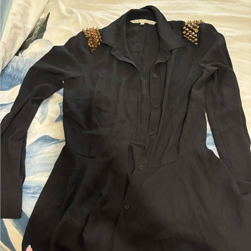 RACHEL Rachel Roy Black Jacket with Gold Accents